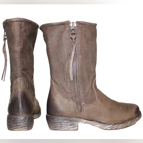 New Steven Steve Madden Madeira Premium Leather Moto Zip Mid Boots 7 US Women's - Picture 2 of 7